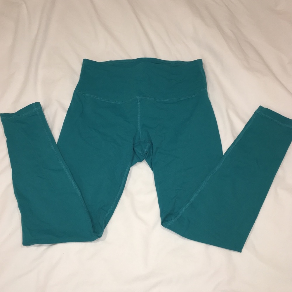 High waisted teal leggings